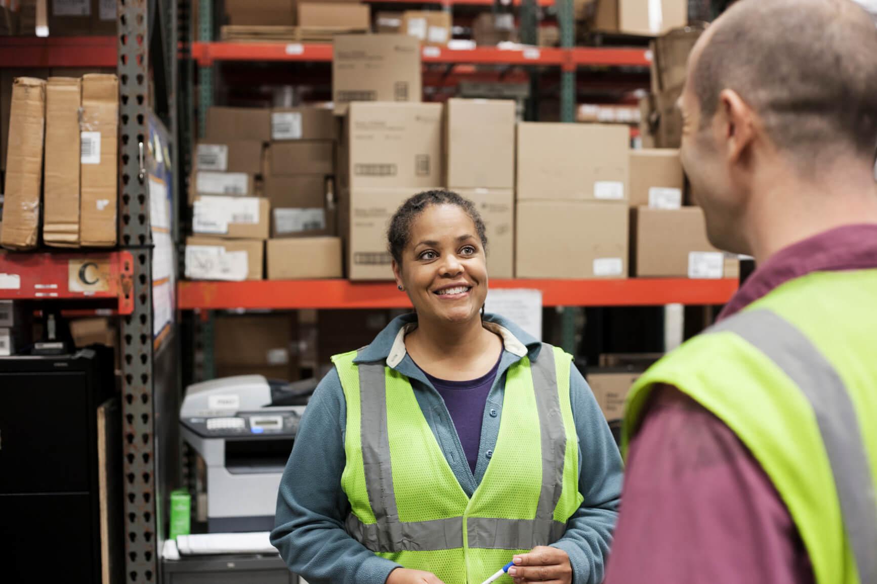 Dragonfly employee warehouse woman smiling
